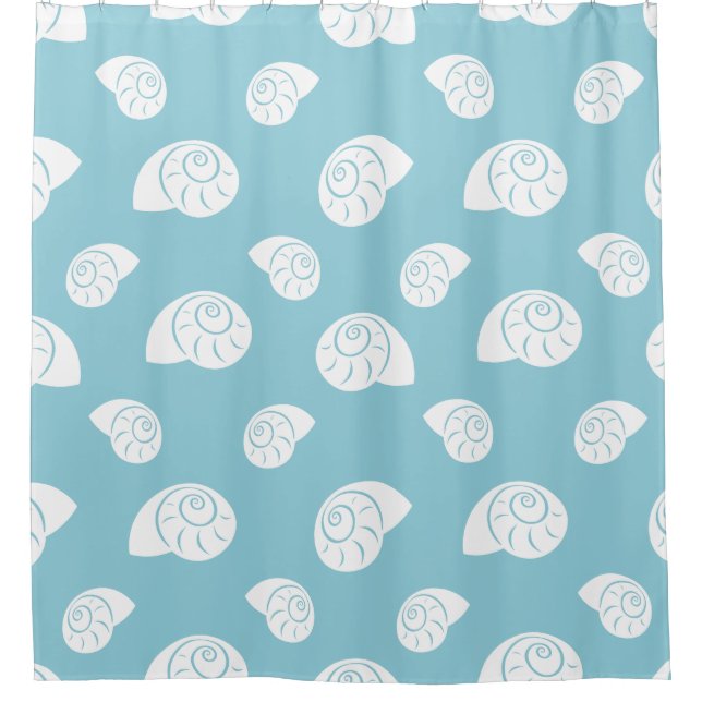 Minimalist Spiral Seashell Coastal Pattern Shower Curtain (Front)