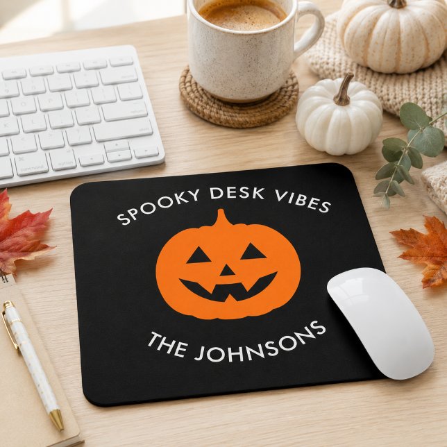 Minimalist Spooky Desk  – Personalised Halloween Mouse Mat (Creator Uploaded)