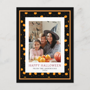 Minimalist Spooky Happy Halloween 1 Photo Holiday Postcard