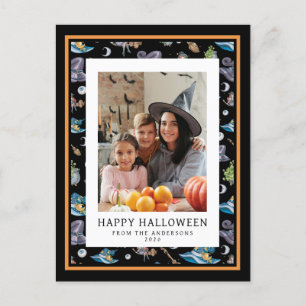 Minimalist Spooky Happy Halloween 1 Photo Holiday Postcard