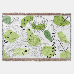 Minimalist Spring Breeze Botanical Doodle Throw Blanket