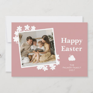 Minimalist Spring Easter Personalised Family Photo Holiday Card