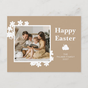 Minimalist Spring Easter Personalized Family Photo Holiday Postcard