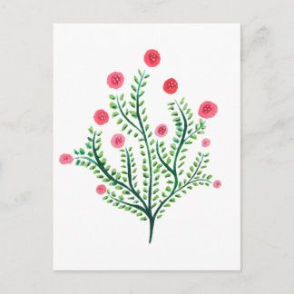 Minimalist Spring Floral Pretty Watercolor Plant Postcard