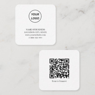 Minimalist Square Business Card Custom Logo QR Cod