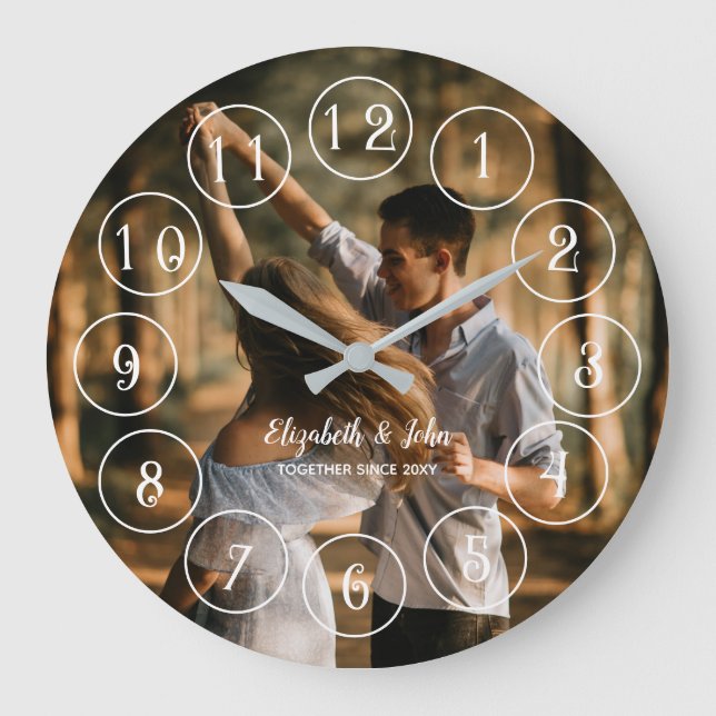 Minimalist Square Photo Lovely Couple Large Clock (Front)