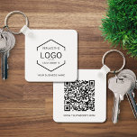 Minimalist Square QR Code Company Business Logo Key Ring<br><div class="desc">Minimalist Square QR Code Company Business Logo keychain</div>