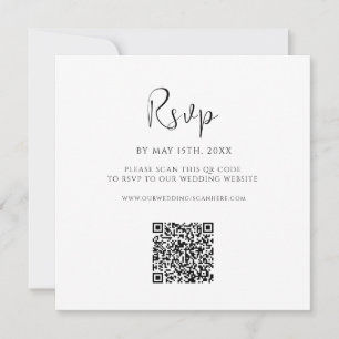 Minimalist Square Script Wedding RSVP QR Card