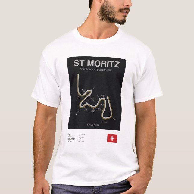 Minimalist St Moritz Bobsleigh Line Tee Blk (Front)