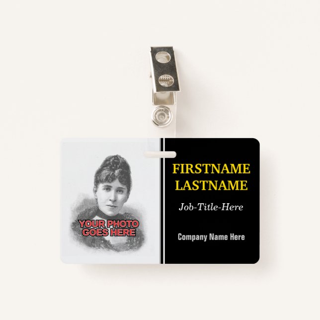 Minimalist Staff/Employee Portrait Badge ID Badge (Front with Clip)