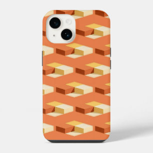 Minimalist staircase geometry in warm orange tones iPhone 14 case