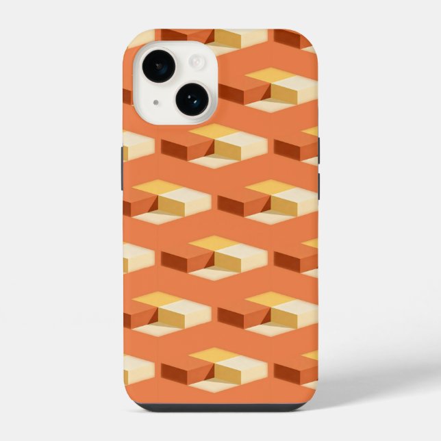 Minimalist staircase geometry in warm orange tones iPhone case (Back)