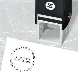 Minimalist Star   Modern Round Return Address Self-inking Stamp