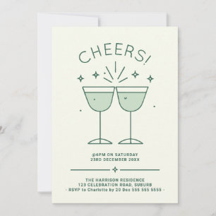Minimalist Starburst Cheers Christmas Holiday Invitation