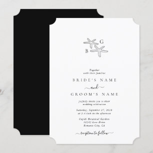 Minimalist Starfish Beach Monogram Wedding Invitation