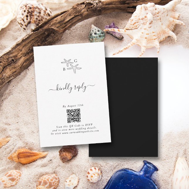 Minimalist Starfish Beach Monogram Wedding RSVP Card (Minimalist Starfish Beach Monogram Wedding RSVP Card)