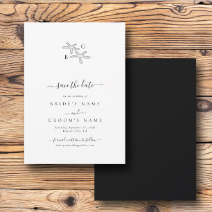 Minimalist Starfish Beach Monogram Wedding Save The Date