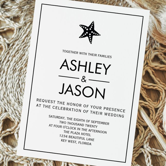 Minimalist Starfish Beach Wedding Invitation (Creator Uploaded)