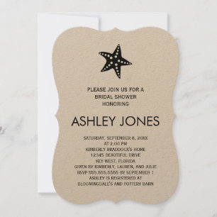Minimalist Starfish Bridal Shower Invitation Kraft