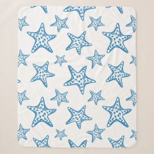 Minimalist Starfish Coastal Pattern (2) Sherpa Blanket