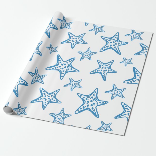 Minimalist Starfish Coastal Pattern (2) Wrapping Paper (Unrolled)