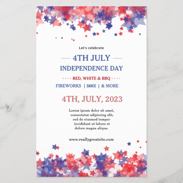 Minimalist Stars Red And Blue 4th Of July Event  Flyer (Front)