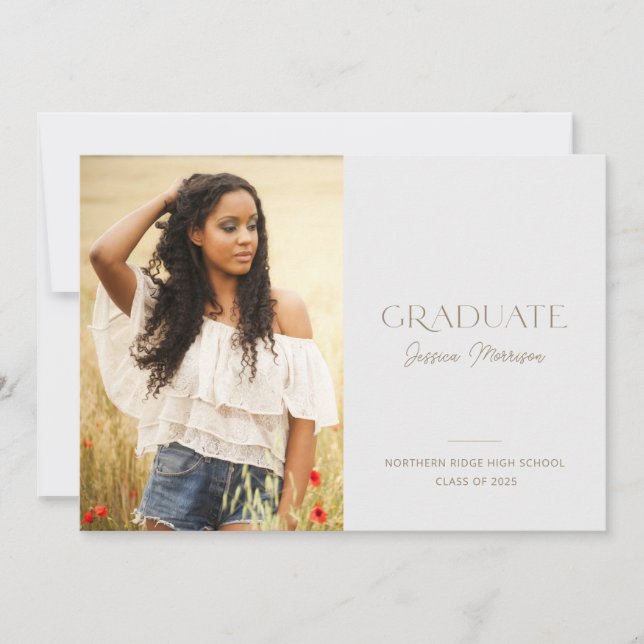 Minimalist Statement Name Photo Graduation Party Invitation (Front)