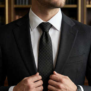 Minimalist Stealth Black Micro Check Geometric Tie