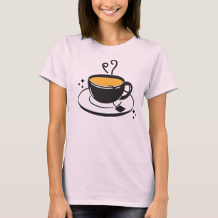 Minimalist Steaming Tea Cup Cozy Tea Lover Art T-Shirt