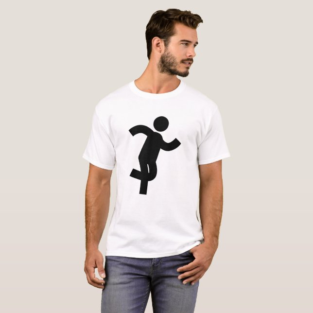 Minimalist Stick Figure Icon T-shirt Run man (Front Full)