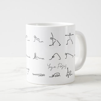 Minimalist Stick Figure Yoga Poses Large Coffee Mug