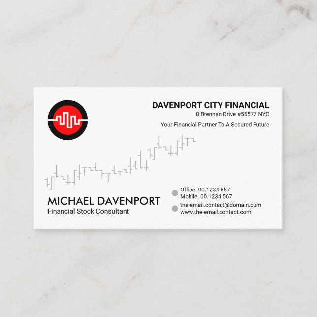 Minimalist Stock Graph Corporate CEO Founder Business Card (Front)
