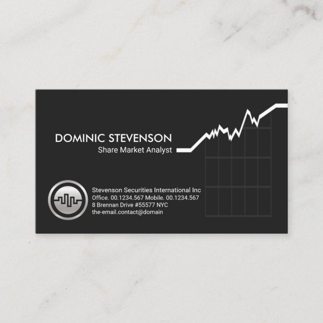 Minimalist Stock Market Graph Stock Broker Business Card (Front)