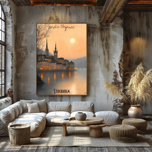 Minimalist Stockholm Skyline - Swedish City Art Poster