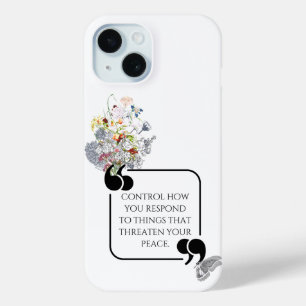 Minimalist Stoic Inner PEACE Illustrated quote iPhone 15 Case