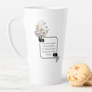 Minimalist Stoic Inner PEACE Illustrated quote Latte Mug