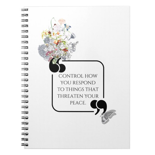 Minimalist Stoic Inner PEACE Illustrated quote Notebook (Front)