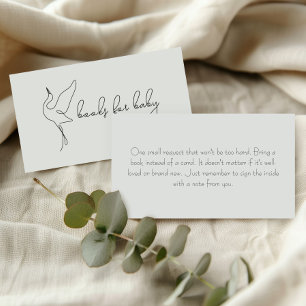 Minimalist Stork Baby Shower Books for Baby  Enclosure Card