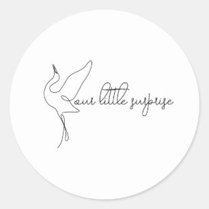 Minimalist Stork Neutral Baby Shower Classic Round Sticker