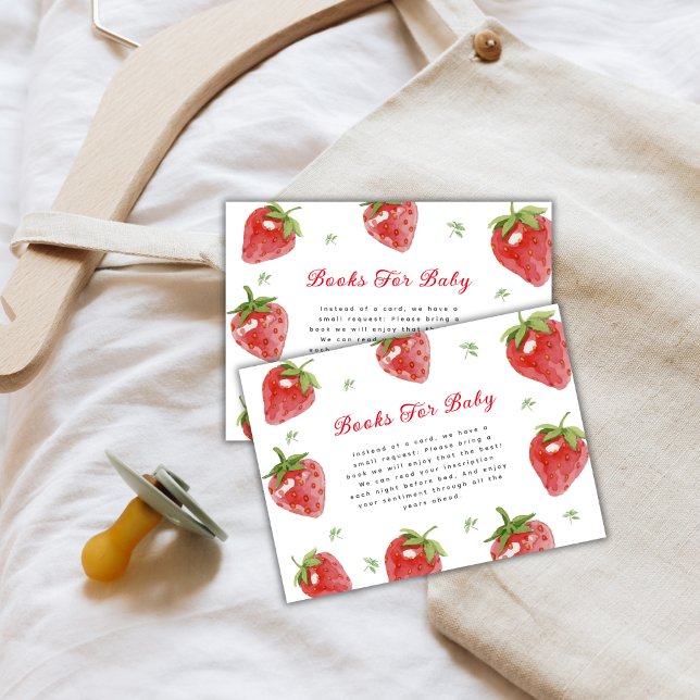 Minimalist Strawberry Sweet Books For Baby Shower Enclosure Card (Minimalist Strawberry Sweet Books For Baby Shower Enclosure Card)