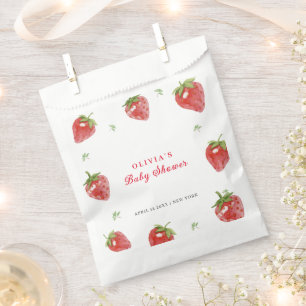 Minimalist Strawberry Sweet Girl Baby Shower Favour Bags