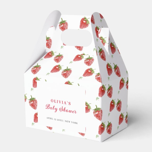 Minimalist Strawberry Sweet Girl Baby Shower Favour Box (Front Side)