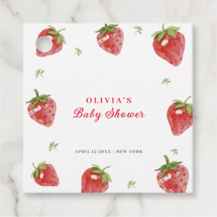 Minimalist Strawberry Sweet Girl Baby Shower Favour Tags