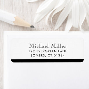 Minimalist Stripe Black/White Personalised Address