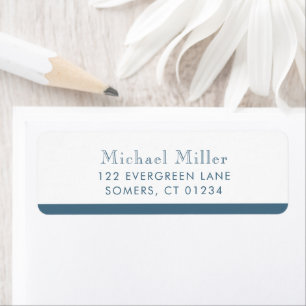 Minimalist Stripe Dusty Blue Personalised Address