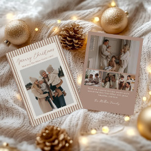 Minimalist Stripe Family Christmas Photo Holiday Card