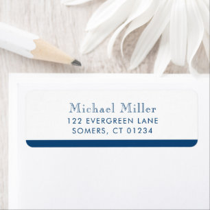 Minimalist Stripe Navy Blue Personalised Address