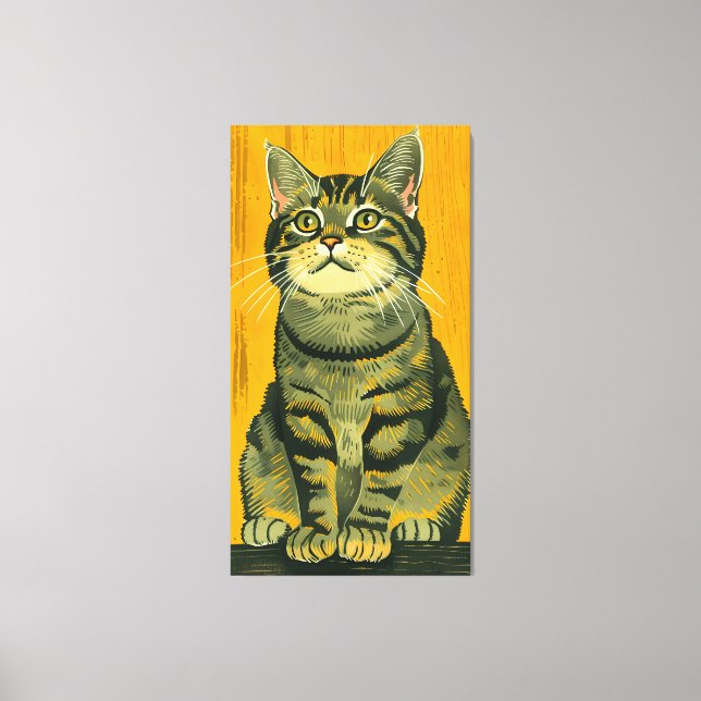 Minimalist Striped Grey Tabby  Canvas Print (Front)