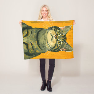 Minimalist Striped Grey Tabby  Fleece Blanket