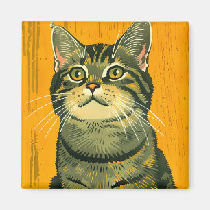 Minimalist Striped Grey Tabby Magnet